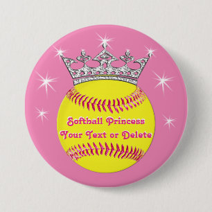 Softball Princess Pins Tiara, Softball, YOUR TEXT