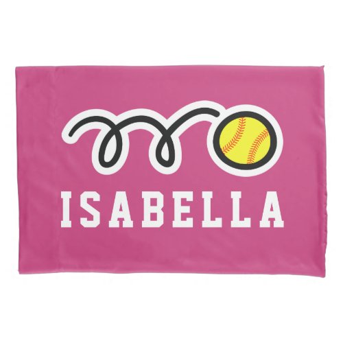 Softball print pillowcase with custom kids name