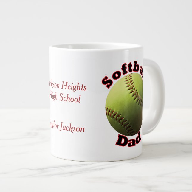 Softball Proud Dad Giant Coffee Mug (Front Right)