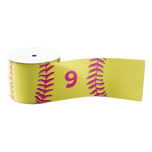 Softball Ribbon for Girls with her Jersey NUMBER