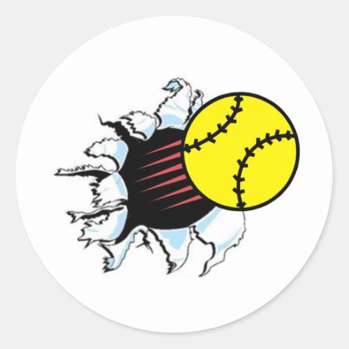 Softball Rip It Classic Round Sticker