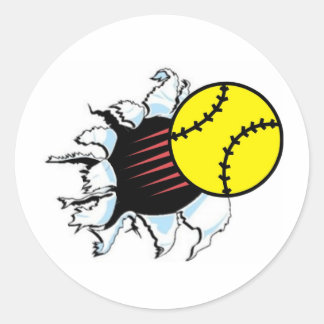 Softball Rip It Classic Round Sticker