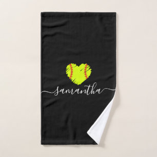 Softball Script Monogram Personalized Hand Towel