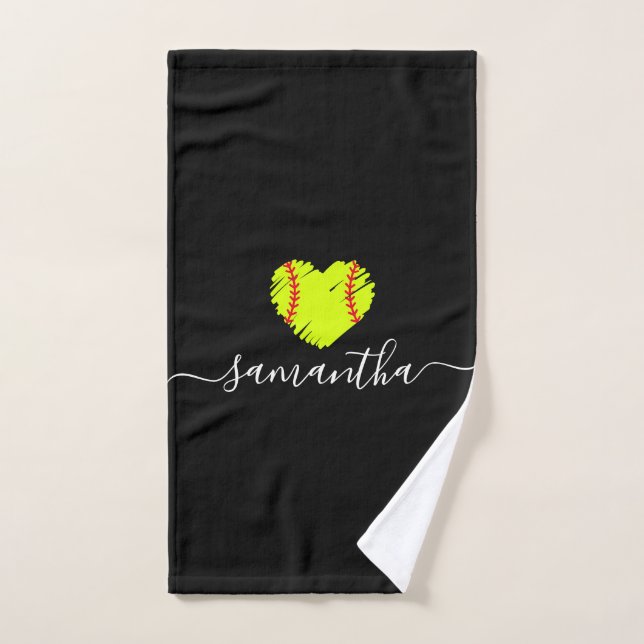 Softball Script Monogram Personalized Hand Towel (Hand Towel)