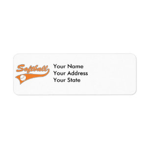 softball script text logo orange label