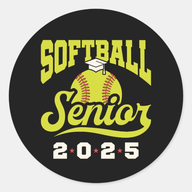 Softball Senior Class of 2025 Classic Round Sticker (Front)
