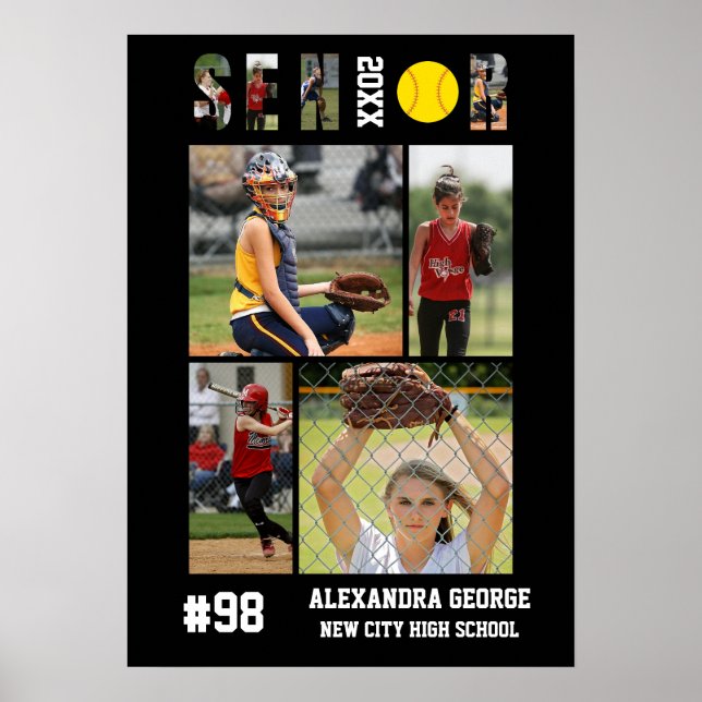 Softball Senior Night Graduation Player Poster (Front)