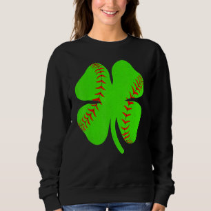 Softball Shamrock Lucky Clover Irish St Patrick's  Sweatshirt
