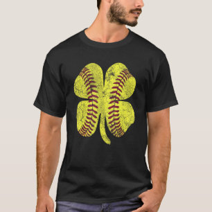 Softball Shamrock St Patrick's Day Funny St Patric T-Shirt