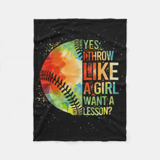 Softball-shirt Yes I Throw Like A Girl Funny Mom T Fleece Blanket