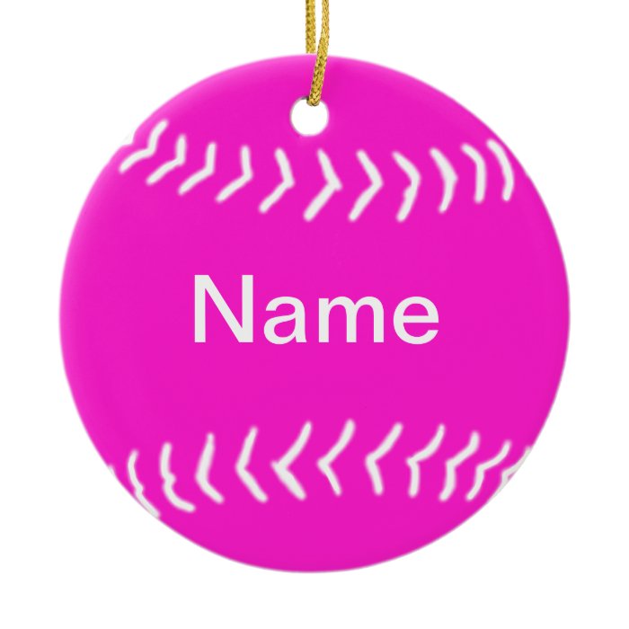 Softball Silhouette Ornament Pink