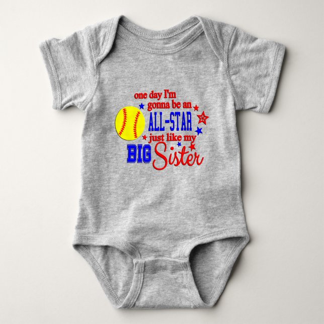 Softball Sister Baby Bodysuit (Front)
