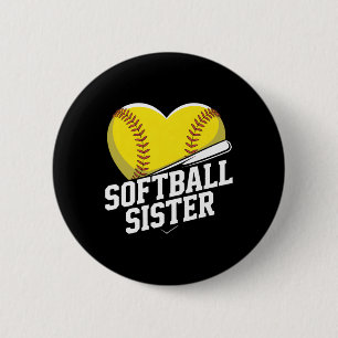 Softball Sister Cheer Squad For Girls Fastpitch Fa Button