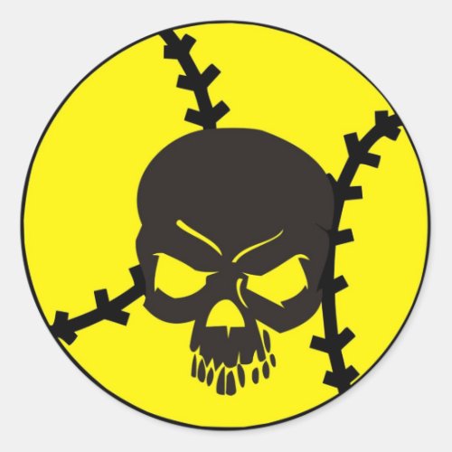 softball Skull Classic Round Sticker