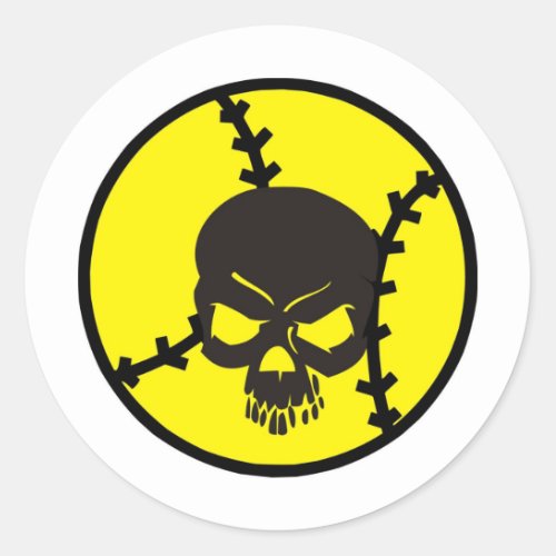 softball Skull Classic Round Sticker