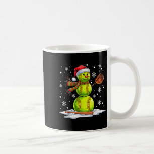 Softball Snowman Softball Player Santa Hat Christm Coffee Mug