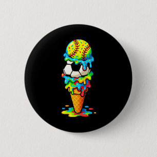 Softball Soccer Ice Cream Drip Colorful Summer Gam Button