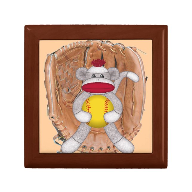 Softball Sock Monkey Gift Box (Front)