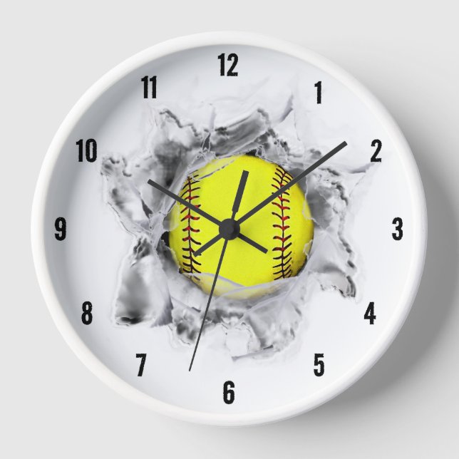 Softball Sports Fan Round Clock (Front)