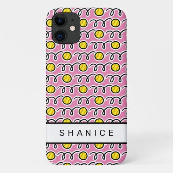 Softball Sports Pattern Personalized Name Iphone 11 Case by logotees at Zazzle