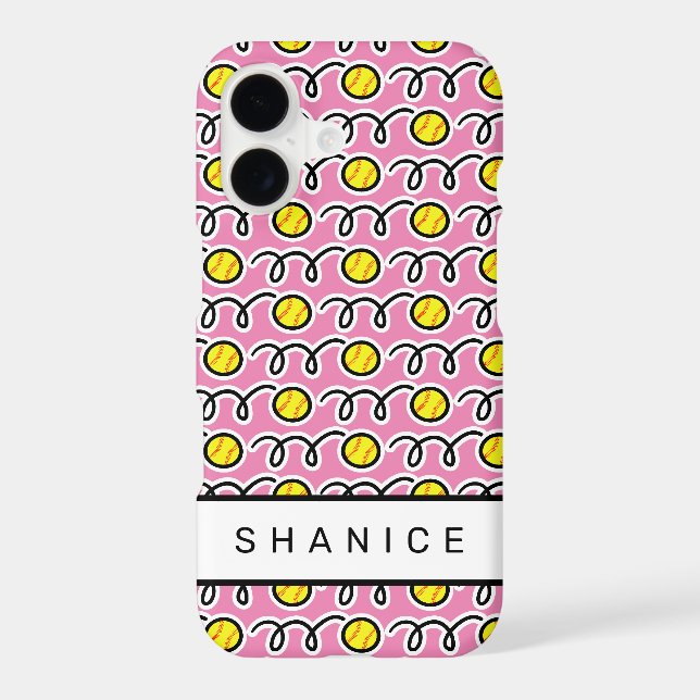 Softball sports pattern personalized name Case-Mate iPhone case (Back)
