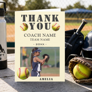 Softball Sports Photo Coach  Thank You Card