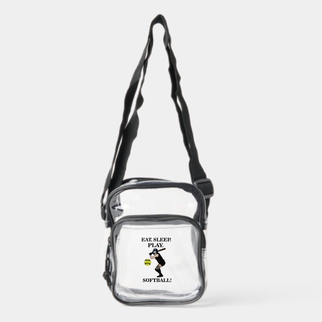Softball Sports Player Game Day Clear Crossbody Bag (Front)