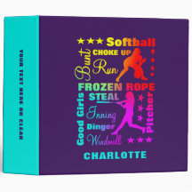 Softball Sports Terms Rainbow Cool Typography