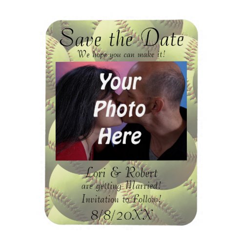 Softball Sports Wedding Theme Photo Save the Date Magnet