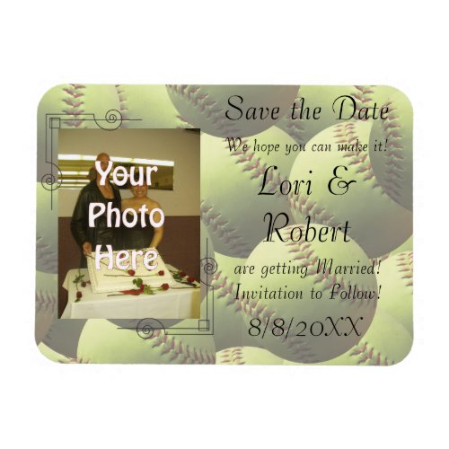 Softball Sports Wedding Theme Photo Save the Date Magnet