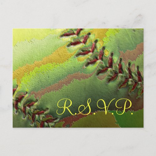 Softball Sports Wedding Theme RSVP Invitation Postcard