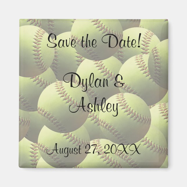 Softball Sports Wedding Theme Save the Date! Magnet (Front)