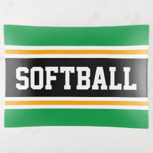 SOFTBALL Sporty Bright Green Black Orange Stripes Trinket Tray