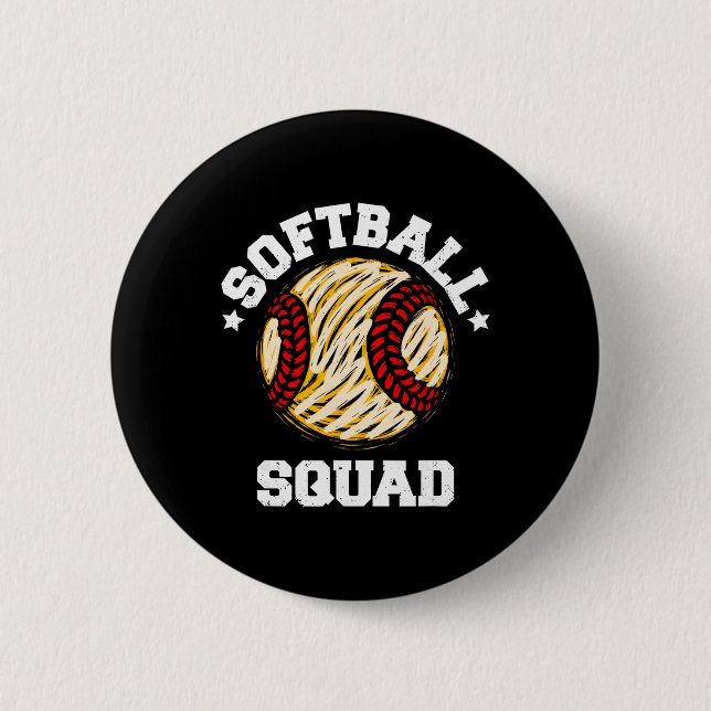 Softball Squad Distressed Vintage Funny Softball G Button (Front)