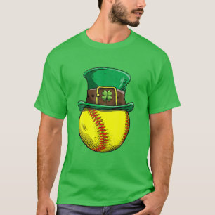 Softball St Patricks Day Ball Leprechaun Hat Catch T-Shirt