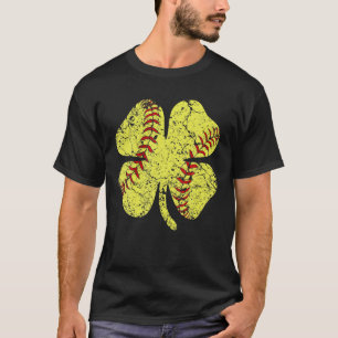 Softball St Patricks Day Girls Women Catcher Shamr T-Shirt