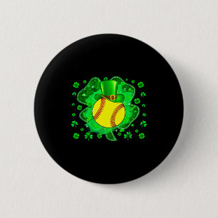 Softball St Patricks Day Leprechaun Shamrock Boys Button