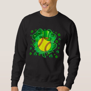 Softball St Patricks Day Leprechaun Shamrock Boys Sweatshirt