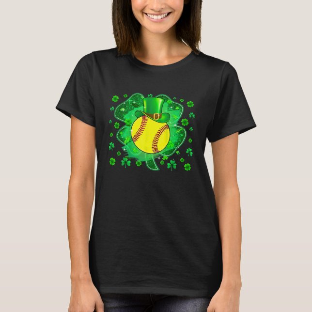 Softball St Patricks Day Leprechaun Shamrock Boys  T-Shirt (Front)