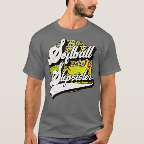 Softball Stepsister Vintage Leopard Softball Famil T_Shirt