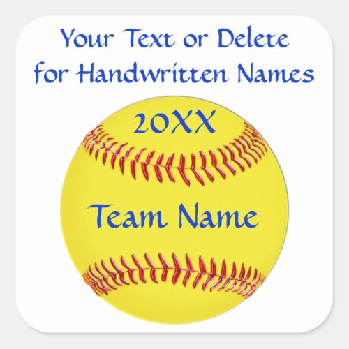 Softball Stickers 3 Text Boxes or Delete