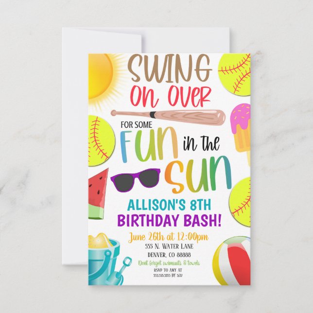 Softball Summer Party Invitation (Front)