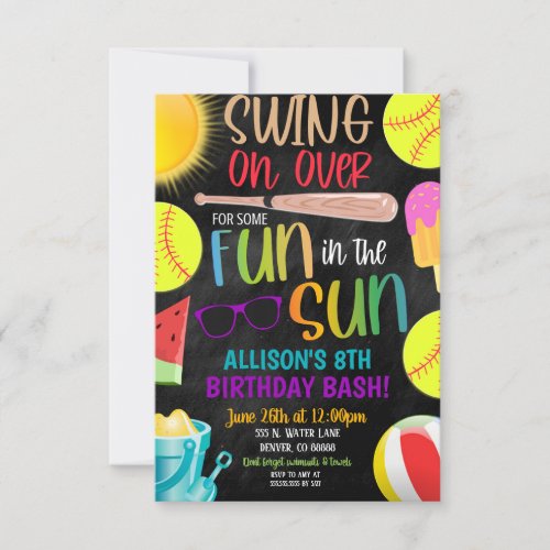 Softball Summer Party Invitation