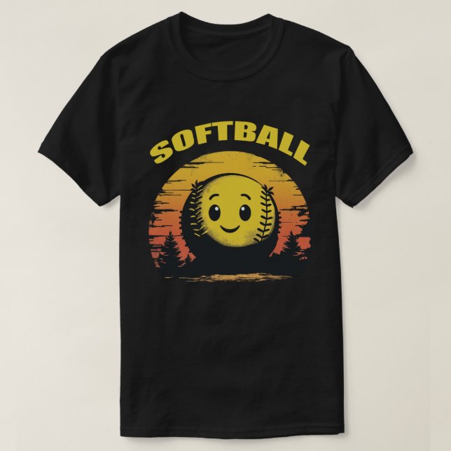 Softball Sunset Smile T-Shirt (Design Front)