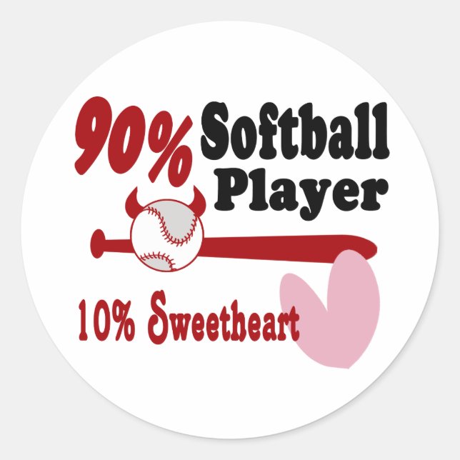 Softball Sweetheart Classic Round Sticker (Front)