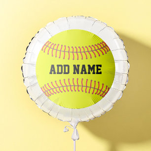 Softball Team - Athlete Name - bright yellow Balloon