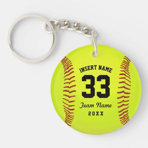 Softball Team Black Text Custom Keychain