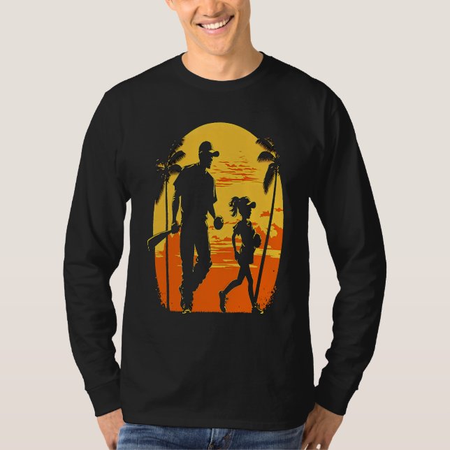 Softball Team Fans Father And Daughter Playing  3 T-Shirt (Front)