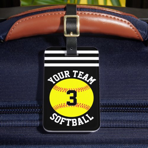 Softball Team Name and Player Number Fastpitch Bag Luggage Tag