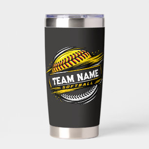 Softball Team Name , Custom Player Number softball Insulated Tumbler
